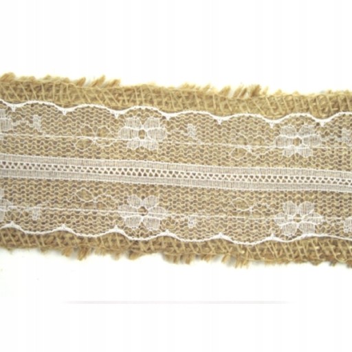 Jutová stuha s čipkou 5CM/1,8M OPENWORK