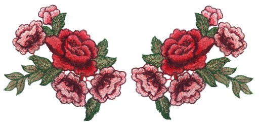 Sada vyšívacích záplat s kvetmi ruží 18 cm - 2 kusy