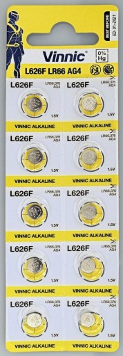 10x AG4 VINNIC ALKALICKÁ BATÉRIA 377 626 G4 LR66
