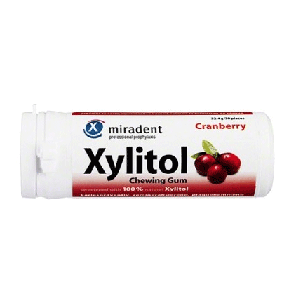 Žuvačka Miradent Xylitol, príchuť brusnica, 30 kusov