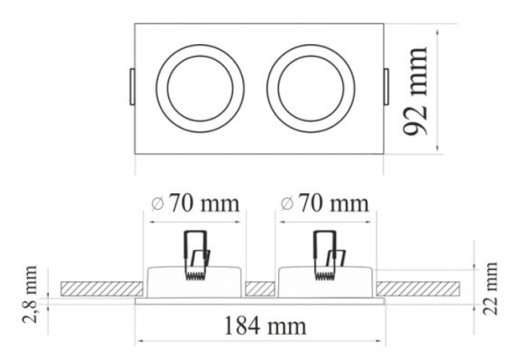 POHYBLIVÉ dvojité stropné svietidlo pre LED 230V GU10