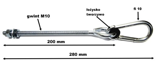 HÁČKOVÁ MONTÁŽ HÝDANIA + KARABÍNA M10x200 CENA!