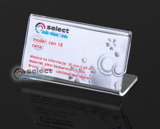 CENNÍK, INFORMÁCIE POPIS CENNÍK 6x3cm PLEXI