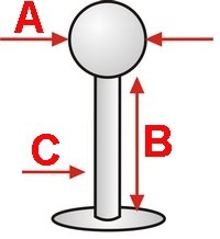 labret krúžok na bradu zlatý tragus vonkajší závit 1,2/10/4mm