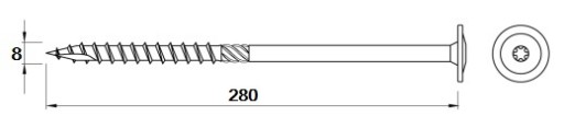 SKRUTKY TORX SKRUTKA TORX 8x280mm 1 ks.