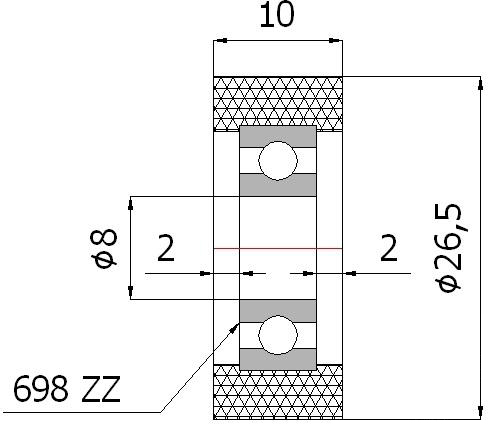 VALEC VALEC fi 26mm POLYURETÁNOVÝ TLAKOVÝ VALEC 8mm
