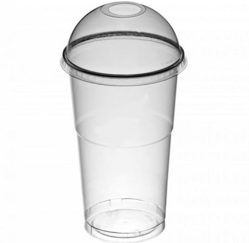 HRNČEKY 300ml + viečko vypuklé kopule s otvorom BUBBLE TEA Ø 78mm 50 kusov