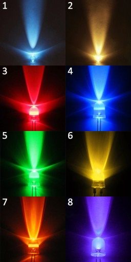 BIELE A FAREBNÉ LED diódy 10mm 10 KS
