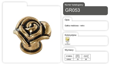 RETRO NÁBYTOK STARÝ ZLATÝ GOMBÍK - GR053 RUŽA AMIX