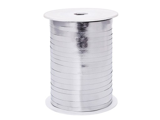STRIEBORNÁ metalizovaná stuha 5mm 225m na balóny
