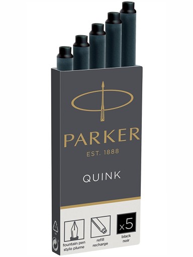 Náplne do pera Parker QUINK čierne, 5 kusov, dlhé