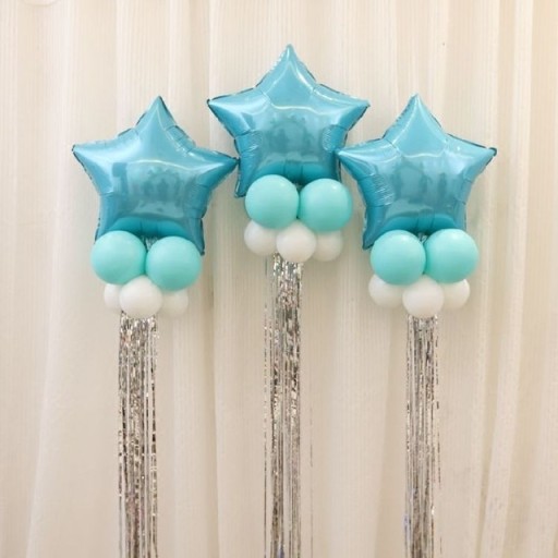 Fóliový balónik STAR Blue Star narodeninový krst 48cm