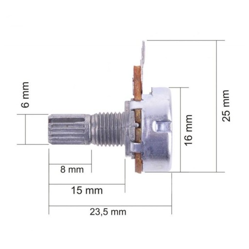 Lineárny otočný potenciometer 10kOhm B10K