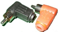 RCA zástrčka cinch, lomená, na kábel, 2 ks, čierna + červená (1346)