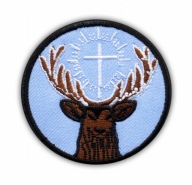 Symbol svätého Huberta, patróna poľovníkov (modrá) VÝŠIVKA