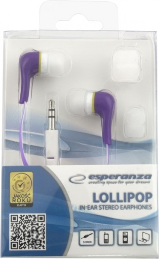 EH146V Lollipop slúchadlá do uší, fialové Espera