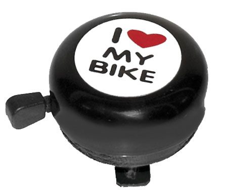 Zvonček na bicykel I LOVE MY BIKE 54 mm ČIERNA