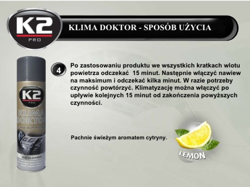 K2 KLIMA DOKTOR na dezinfekciu a odstraňovanie plesní z klimatizácie v automobiloch