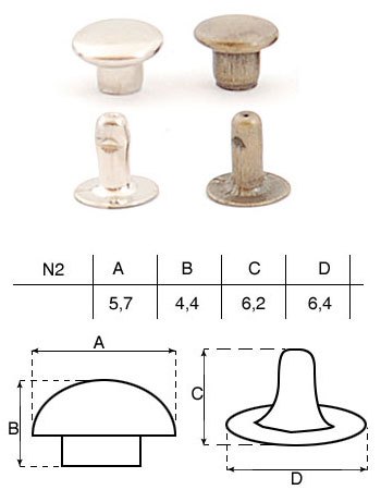 Krajčírsky nit N2 5,7 x 6,2 mm Nity 50ks Zlaté