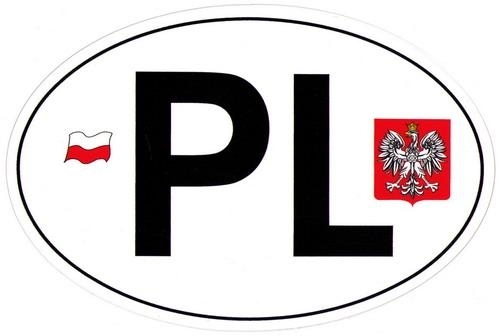 NÁLEPKA IDENTIFIKÁCIA KRAJINY PL POĽSKÁ VLAJKA + ZNAK