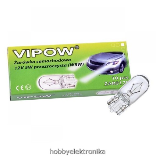 12V W5W autožiarovka, priehľadná