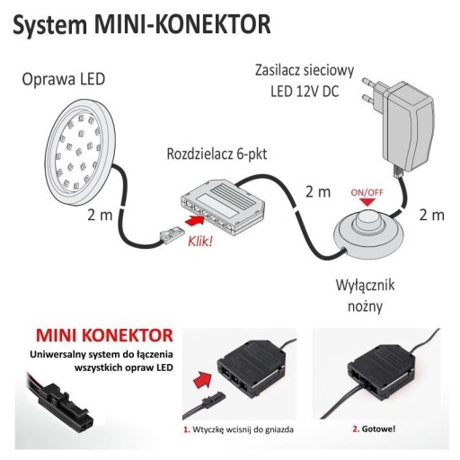 LED orbitové svietidlo, čierne, 1,5W 12VDC, teplé
