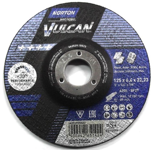 Brúsny kotúč T27 125x4,0x22,23 Metal/Inox Norton Vulc