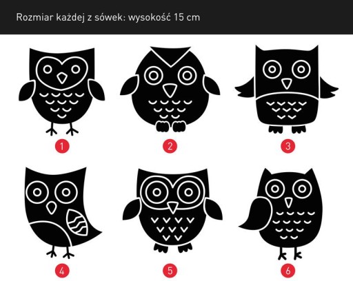 Nálepka na stenu SOVY, SOVY!! Veľký výber! 15 cm