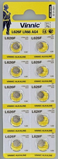 10x AG4 VINNIC ALKALICKÁ BATÉRIA 377 626 G4 LR66