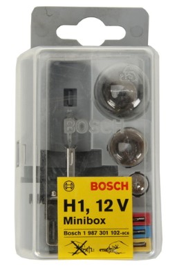 Sada žiaroviek BOSCH 12V H1, poistky Minibox