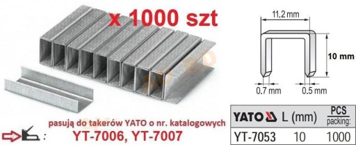 Spony 10 x 11,2 mm, 1000 ks YATO YT-7053