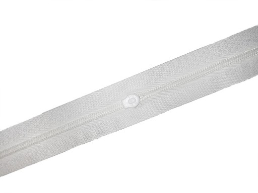 Zipsová páska 3mm špirála, 3m + 6 zipsov, biela