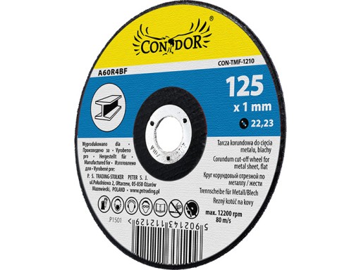DISK NA REZANIE PLECHU 125 x 1,0 mm