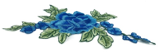 Nášivka vyšívacia aplikácia modrej ruže FLOWER 24cm