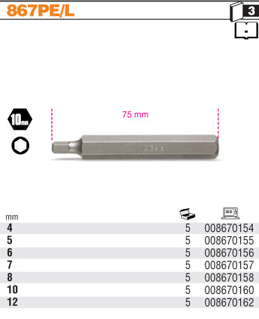 BIT DLHÝ IMBUS KĽÚČ 10MM HEX 867PE/L BETA