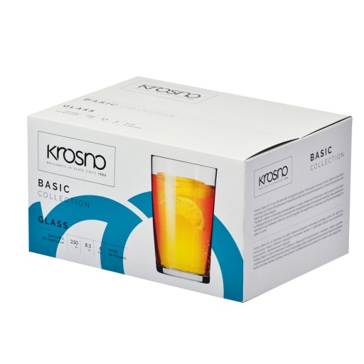 Základné poháre na čaj KROSNO, 6 ks, 250 ml, na nápoje, sklopné