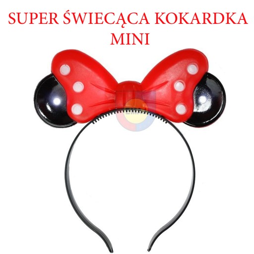ČELENKA MINNIE MOUSE, svietiaca červená LED mašlička