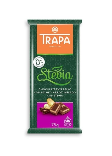 MLIEČNA ČOKOLÁDA CHRUPÁ BEZ CUKRU STEVIA TRAPA