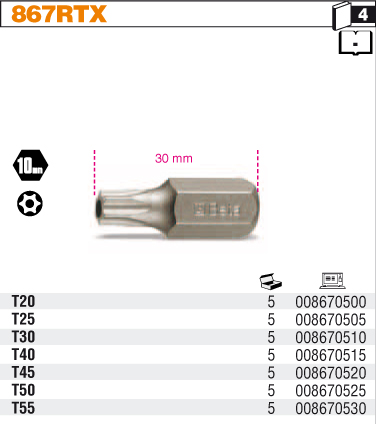 BIT 10MM ODOLNÝ TORX KEY BETA 867RTX T45 BITS