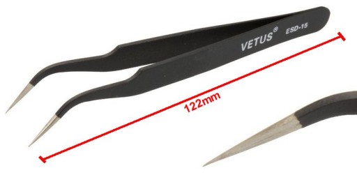 Pinzeta, pinzeta, kovová pinzeta, ESD-15 SMD