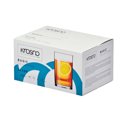 Základné poháre na čaj KROSNO, 6 ks, 250 ml, rovné