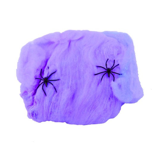 Fialová veľká halloweenska pavučina + 2 pavúky