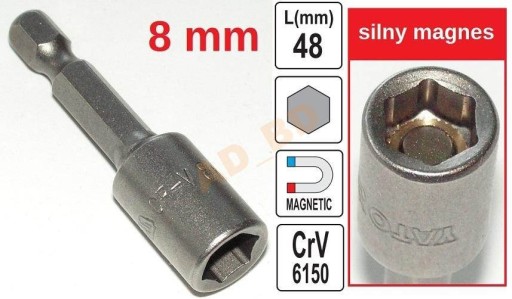 MAGNETICKÝ HROT NA SKRUTKOVAČ 1/4 8*48MM