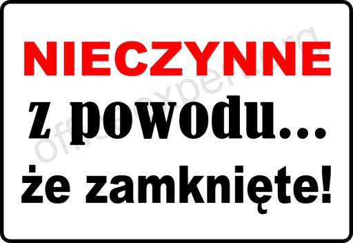Laminovaný nápis ZATVORENÉ ZATVORENÉ ;-) A5 Zatvorené z dôvodu...