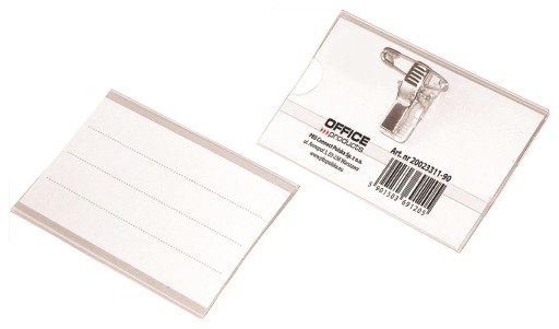 Identifikačný štítok Office Products 90x57mm s klipom a zatváracím špendlíkom