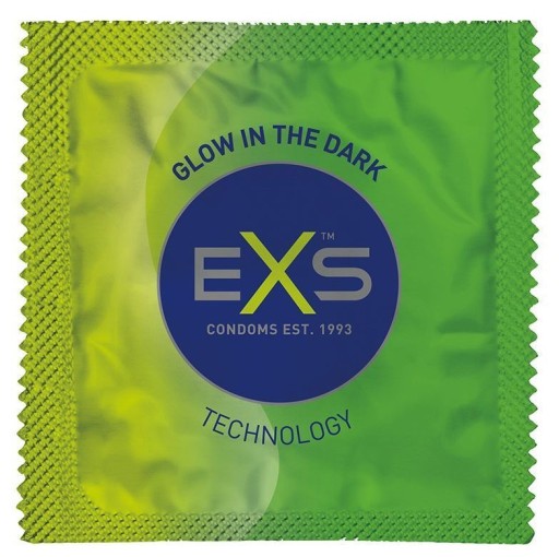 EXS GLOW kondómy 12ks, svietiace v tme, klasické vlhčené