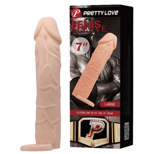 Návlek na penis so zahusťujúcou textúrou, skutočný 16 cm