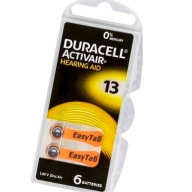 6x batérie do načúvacieho prístroja DURACELL 13 platné do roku 2027