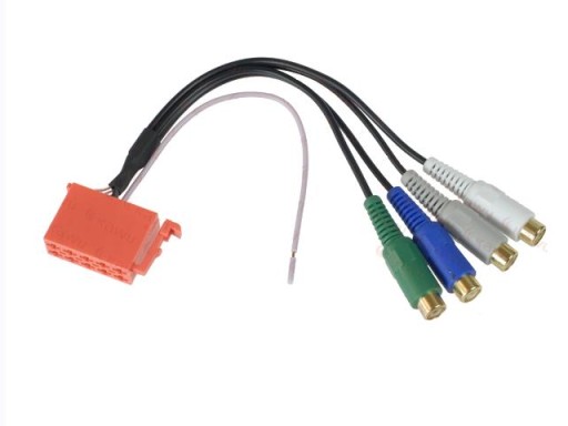 Výstup ISO LINE OUT 10 PIN RCA adaptéra do zosilňovača AUDI SKODA VW SEAT