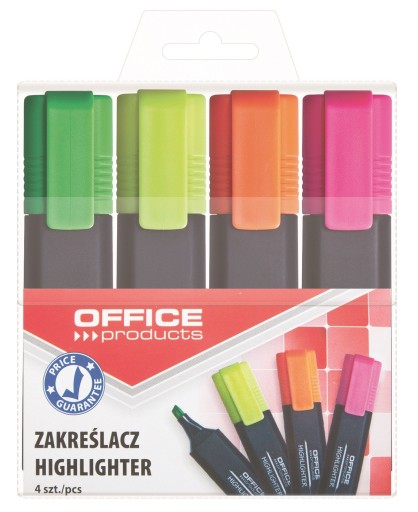 Zvýrazňovače Set Office Products 4 ks v kufríku